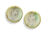 Portraits, two by Hylton Nel, painted and glazed ceramic bowls, sold Sep 2023