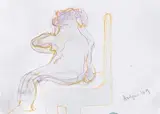 Robert Hodgins, Figure on a Chair, pencil and watercolour on paper