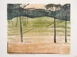 Rhodes Memorial III by Alice Goldin, woodblock print on tissue paper, sold Sep 2023