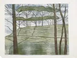 Kloof Nek I by Alice Goldin, woodblock print on tissue paper, sold Sep 2023