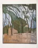 Rondebosch Common State II by Alice Goldin, woodblock print on tissue paper, sold Sep 2023