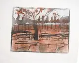 Johannesburg Road by Alice Goldin, woodblock print on tissue paper, sold Sep 2023