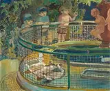 Alexander Podlashuc, Please Accompany Children, oil on board