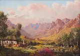 Mountain Landscape by Tinus de Jongh, oil on canvas, sold Sep 2023