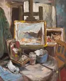 Alexander Rose-Innes, The Artist's Studio, oil on canvas laid down on board