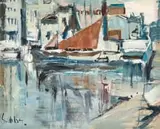 Sidney Goldblatt, Harbour Scene, oil on board