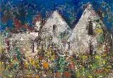 Houses with Gables by Carl Büchner, oil on board, sold Sep 2023