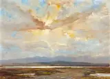 Errol Boyley, Landscape with Distant Mountains, oil on board