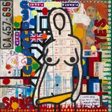 Studio 28 by Richard Scott, acrylic and mixed media on canvas, sold Sep 2023