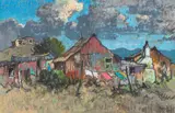 Conrad Theys, Old Crossroads, pastel on paper