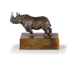Jo Roos, Rhino, bronze, on a wooden base