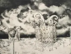 Giulio Tambellini, Nature's Crown, intaglio and aquatint on paper