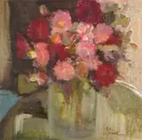 Spring Flowers in a Glass Vase by Pieter van der Westhuizen, oil on board, sold Sep 2023