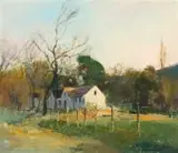 Errol Boyley, Cottage Amongst Trees, oil on board