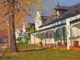 Dorp Street, Stellenbosch by Roelof Rossouw, oil on board, sold Sep 2023