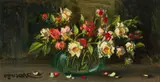 Otto Klar, Roses in a Glass Vase, oil on board