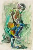 Durant Sihlali, Gumboot Dancer, watercolour on paper