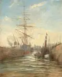Cape Town Harbour by Edward Clark Churchill Mace, oil on board, sold Sep 2023
