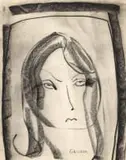 Charles Gassner, Head of a Woman, charcoal on paper