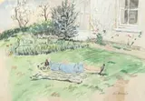 Enslin Du Plessis, Resting Woman, watercolour and pencil on paper