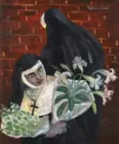 Faith Loy Plaut, Two Nuns, oil on panel