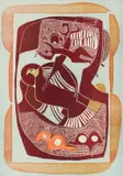 Lucky Sibiya, The Ghosts of Bhangane, from the Umabatha portfolio, colour woodblock print on paper