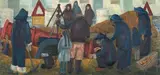 Faith Loy Plaut, Roadworkers, oil on board