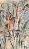 Jack Lugg, Figural Composition, watercolour on paper laid down on card