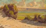 Sydney Carter, Rivermouth with Dunes, oil on canvas laid down on board