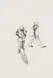 Nelson Makamo, Two Figures and a Shadow, pencil on paper