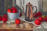 David Botha, Still Life with Pomegranates, oil on canvas laid down on board