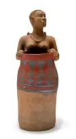 Woman with Pot by Noria Mabasa, painted clay, sold Sep 2023