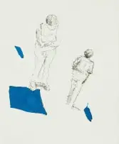 Two Figures by Nelson Makamo, pen and ink on paper, sold Sep 2023