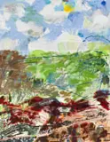 Louise Hall, Transverse Section of a Landscape, oil, watercolour and pencil on canvas