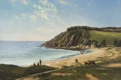 Octavius Clark, Figures and Cattle in a Coastal Landscape, oil on canvas