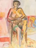 Seated Nude by Nichola Alice Leigh, watercolour on paper, offered Sep 2023