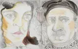 Pat Cole, Self Portraits, hand-coloured etching on paper