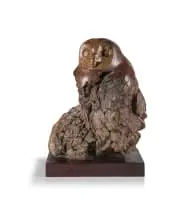 Jaco Sieberhagen, Marsh Owl, wagon-tree wood, on a wooden base