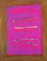 Jill Trappler, Purple Window, mixed media on paper laid down on board