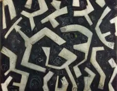 Robert Slingsby, Black and White Geometric Composition, mixed media on canvas