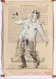 William Kentridge, Drawing for the film, Workshop Receipts, 2012, conté and charcoal drawing on found page