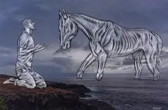 Equus by Conrad Botes, ink drawing and scratch out on Chromogenic photograph, offered Jul 2023
