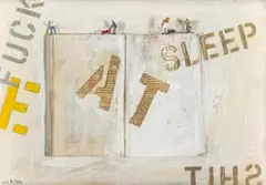 Wayne Barker, Untitled (Eat & Sleep), mixed media on board