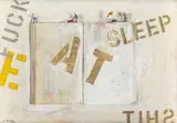 Wayne Barker, Untitled (Eat & Sleep), mixed media on board