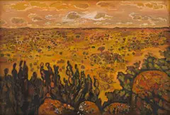 Mangwe, Bulawayo by Brian Bradshaw, oil on board, sold Jul 2023