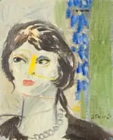 Portrait of a Woman by Simon Stone, oil on cardboard, sold Jul 2023