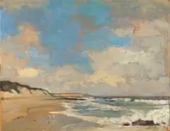 Walter Gilbert Wiles, Gulls on a Beach, oil on board
