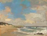 Walter Gilbert Wiles, Gulls on a Beach, oil on board