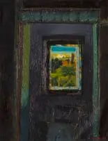Nigel Mullins, Window from an Interior, oil on paper laid down on foam board
