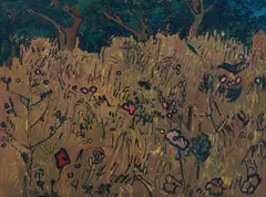 Thomas Herbert Matthews, Field of Wildflowers, oil on board